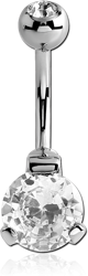 SURGICAL STEEL GRADE 316L ROUND 8MM CZ DOUBLE PREMIUM CRYSTAL JEWELED BANANA