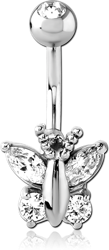 SURGICAL STEEL GRADE 316L DOUBLE JEWELED NAVEL BANANA