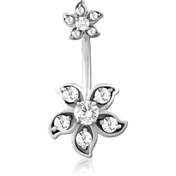 SURGICAL STEEL GRADE 316L DOUBLE JEWELED NAVEL BANANA