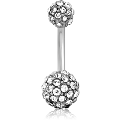 SURGICAL STEEL GRADE 316L DOUBLE JEWELED NAVEL BANANA