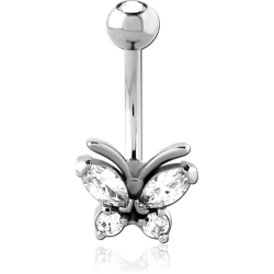 SURGICAL STEEL GRADE 316L DOUBLE JEWELED NAVEL BANANA