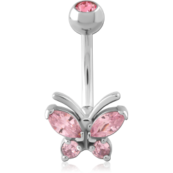 SURGICAL STEEL GRADE 316L DOUBLE JEWELED NAVEL BANANA