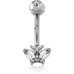 SURGICAL STEEL GRADE 316L DOUBLE JEWELED NAVEL BANANA