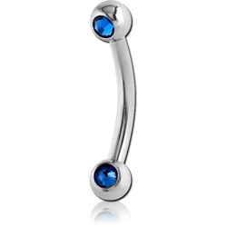 SURGICAL STEEL GRADE 316L DOUBLE SIDE JEWELED MICRO CURVED BARBELL