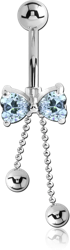 SURGICAL STEEL GRADE 316L JEWELED BOW NAVEL BANANA