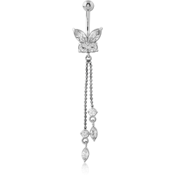 SURGICAL STEEL GRADE 316L JEWELED NAVEL BANANA