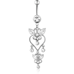 SURGICAL STEEL GRADE 316L JEWELED NAVEL BANANA