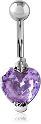 SURGICAL STEEL GRADE 316L HEART PRONG SET 10MM CZ JEWELED NAVEL BANANA