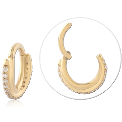 Gold PVD 18K Coated Surgical Steel Grade 316L Jeweled Hinged Segment Ring