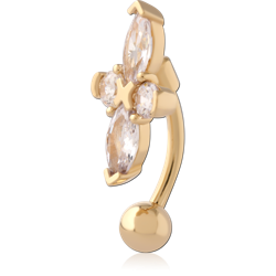 GOLD PVD 18K COATED BASE METAL JEWELED NAVEL BANANA