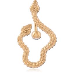 GOLD PVD 18K COATED SURGICAL STEEL GRADE 316L DOUBLE JEWELED NAVEL BANANA