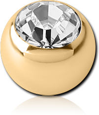 GOLD PVD 18K COATED SURGICAL STEEL GRADE 316L VALUE CRYSTAL JEWELED BALL