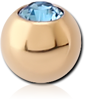 GOLD PVD 18K COATED SURGICAL STEEL GRADE 316L OPTIMA CRYSTAL JEWELED MICRO BALL