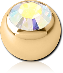 GOLD PVD 18K COATED TITANIUM ALLOY OPTIMA CRYSTAL JEWELED BALL