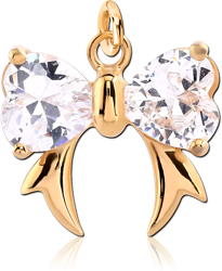 GOLD PVD COATED SURGICAL STEEL GRADE 316L JEWELED DANGLE CHARM