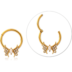 Gold PVD Coated Surgical Steel Grade 316L Round Jeweled Hinged Segment Ring Special New Design