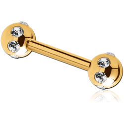 GOLD PVD COATED SURGICAL STEEL GRADE 316L JEWELED SATELLITE BARBELL