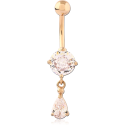 GOLD PVD COATED SURGICAL STEEL GRADE 316L JEWELED NAVEL BANANA