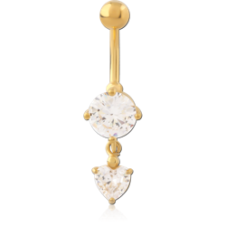 GOLD PVD COATED SURGICAL STEEL GRADE 316L JEWELED NAVEL BANANA