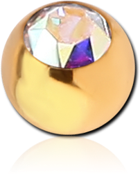 GOLD PVD COATED SURGICAL STEEL GRADE 316L OPTIMA CRYSTAL JEWELED MICRO BALL