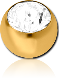 GOLD PVD COATED SURGICAL STEEL GRADE 316L FLAT STONE PREMIUM CRYSTAL JEWELED MICRO BALL