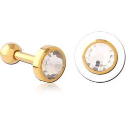 GOLD PVD COATED SURGICAL STEEL GRADE 316L  JEWELED TRAGUS MICRO BARBELL