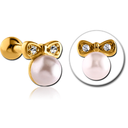 GOLD PVD COATED SURGICAL STEEL GRADE 316L JEWELED TRAGUS MICRO BARBELL