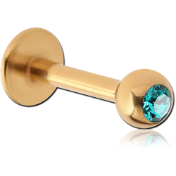 GOLD PVD COATED SURGICAL STEEL GRADE 316L PREMIUM CRYSTAL JEWELED MICRO LABRET