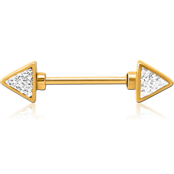 SURGICAL STEEL GRADE 316L CRYSTALINE JEWELED NIPPLE SHIELD - TWO HEADED ARROW