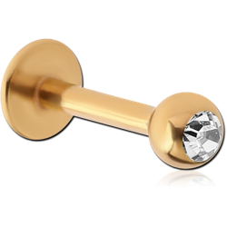 GOLD PVD COATED TITANIUM ALLOY PREMIUM CRYSTAL JEWELED MICRO LABRET