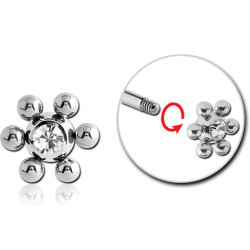 SURGICAL STEEL GRADE 316L VALUE CRYSTAL JEWELED FLOWER BALL