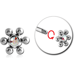 SURGICAL STEEL GRADE 316L OPTIMA CRYSTAL JEWELED FLOWER BALL