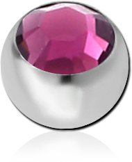 SURGICAL STEEL GRADE 316L FLAT STONE JEWELED BALL