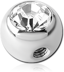 SURGICAL STEEL GRADE 316L SIDE THREADED OPTIMA CRYSTAL BALL