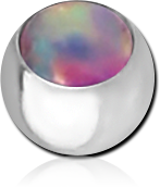 SURGICAL STEEL GRADE 316L JEWELED MICRO BALL WITH ORGANIC SYNTHETIC OPAL