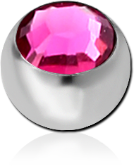 SURGICAL STEEL GRADE 316L FLAT STONE JEWELED MICRO BALL