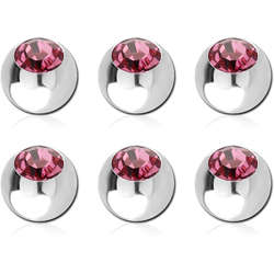 PACK OF 6 SURGICAL STEEL GRADE 316L JEWELED MICRO BALLS