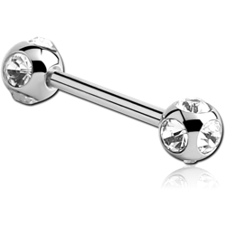 SURGICAL STEEL GRADE 316L MICRO BARBELL WITH MULTI JEWELED BALLS