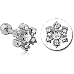 SURGICAL STEEL GRADE 316L PREMIUM CRYSTAL JEWELED TRAGUS MICRO BARBELL