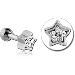 SURGICAL STEEL GRADE 316L JEWELED STAR TRAGUS MICRO BARBELL