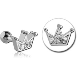 SURGICAL STEEL GRADE 316L JEWELED CROWN TRAGUS MICRO BARBELL