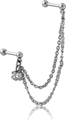 SURGICAL STEEL GRADE 316L JEWELED TRAGUS MICRO BARBELL