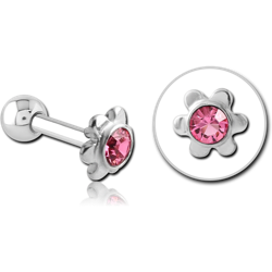 SURGICAL STEEL GRADE 316L JEWELED FLOWER TRAGUS MICRO BARBELL