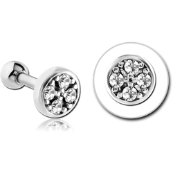 SURGICAL STEEL GRADE 316L JEWELED TRAGUS MICRO BARBELL - DISK