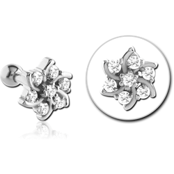 SURGICAL STEEL GRADE 316L JEWELED TRAGUS MICRO BARBELL