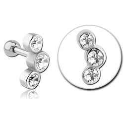 SURGICAL STEEL GRADE 316L JEWELED TRAGUS MICRO BARBELL FOR ERAN