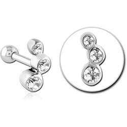 SURGICAL STEEL GRADE 316L JEWELED TRAGUS MICRO BARBELL