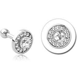 SURGICAL STEEL GRADE 316L JEWELED TRAGUS MICRO BARBELL- DISK