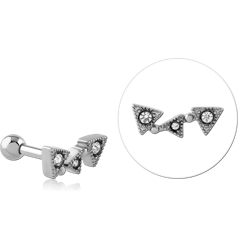 SURGICAL STEEL GRADE 316L JEWELED TRAGUS MICRO BARBELL