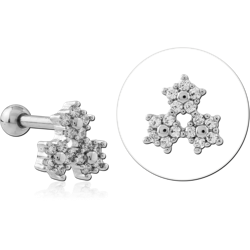 316L SURGICAL STEEL GRADE 316L BARBELL TRIPLE CLUSTER STAR GEM GEOMETRIC CARTILAGE DESIGN